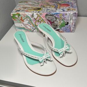 Jeffrey Campbell White Sandals with Bow Detail